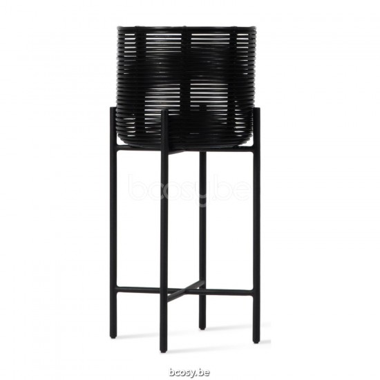 Vincent Sheppard Ivo bloempotten buiten Zwart Stalen frame Dia 29x65h Zwart Wicker koord Polyethyleen.