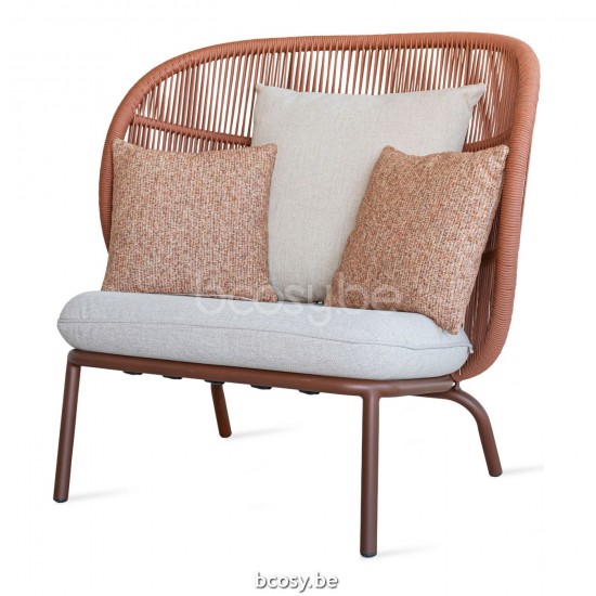 Vincent Sheppard Kodo Cocoon Tuinstoelen Roestkleur Aluminium frame Kaneel Touw Polypropyleen.