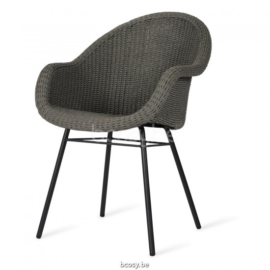 Vincent Sheppard Remi fauteuils de jardin avec accoudoirs Cadre en Acier A Revêtement en poudre noir Corde Gris fossile Polyp