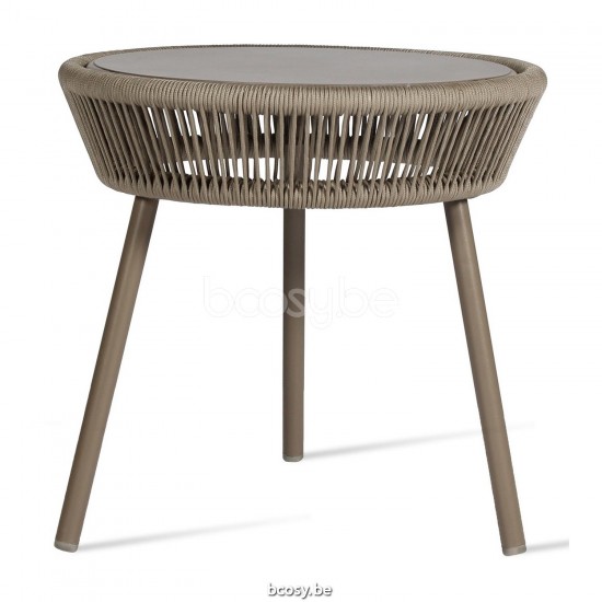 Vincent Sheppard Loop Tables d'appoint de jardin Cadre en Aluminium Taupe Cordon Crocheté Taupe Polypropylène.