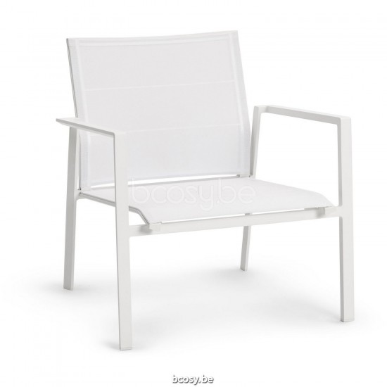 Diphano Selecta Stapelbare Sonnenliege Aluminium Weiß Gestell Stoff Einschichtige Batyline Weiss.