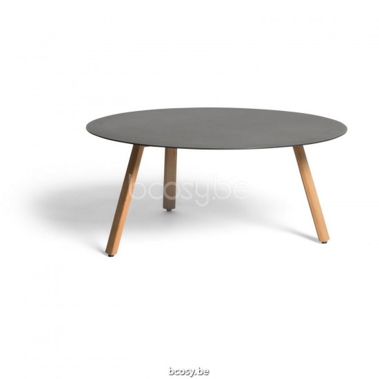 Diphano Easy-Fit Beistelltisch elite S 80xR (36h) Natürliches Teakholz Gestell Tischplatte Aluminium Lava.