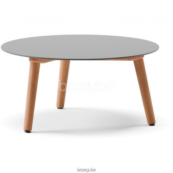 Diphano Ray Couchtisch A 60xR (28,5h) Natürliches Teakholz Gestell Tischplatte Aluminium Lava.