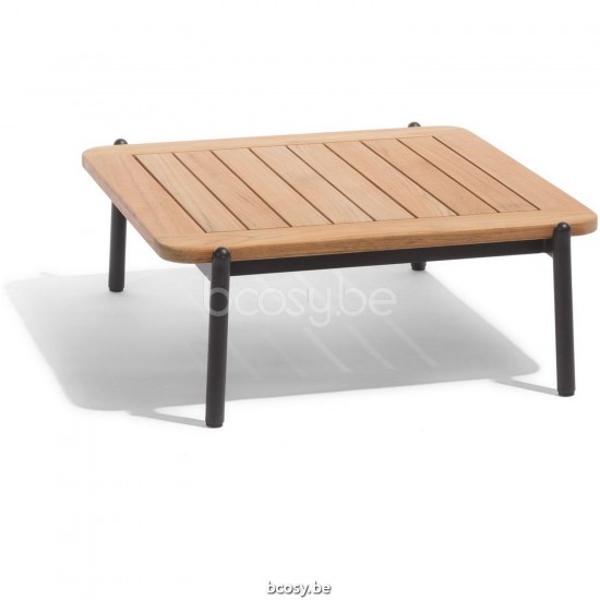 Diphano Omer table basse A (68x75) Cadre Aluminium Lava Dessus Teck naturel.