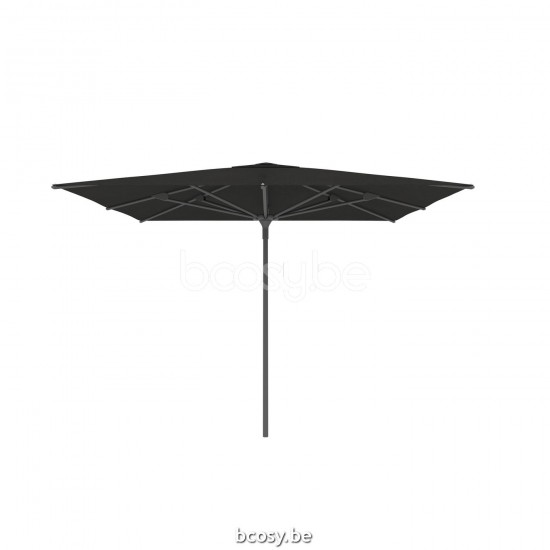 Jardinico AMALFI 300x300 Parasol Ombrelle Droit À Mât Central Carré 3x3 Mât Aluminium Thermolaqué En Anthracite| Toile-tissu Black Classic-Acryl solids.