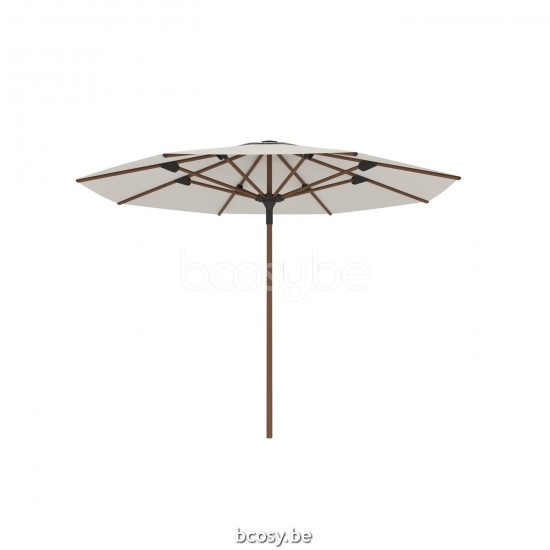 Jardinico AMALFI 300XR Parasol Ombrelle Droit À Mât Central Rond Mât Aluminium Structuré Thermolaqué Aspect Bois Teck| Toile-tissu Natural Classic-Acryl solids.