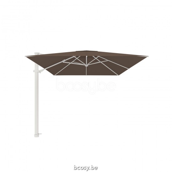Jardinico ANTEGO 200x300 Parasol Ombrelle À Mât Libre Parasol Décentré Suspendu Deporté Pendant Flottant Rectangulaire 2x3 Mât Aluminium Thermolaqué En Blanc Mat| Toile-tissu Taupe Classic-Acryl solid.
