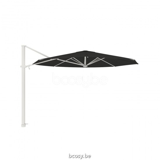 Jardinico ANTEGO 350XR Parasol Ombrelle À Mât Libre Parasol Décentré Suspendu Deporté Pendant Flottant Rond Ø3,5 Mât Aluminium Thermolaqué En Blanc Mat| Toile-tissu Black Classic-Acryl solids.