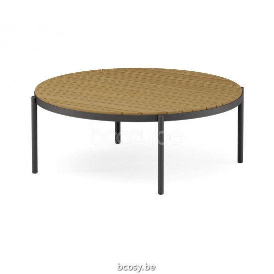  Jardinico VOLTE Runder Außen Garten Beistelltisch Nestbar Ø90 Anthrazit Pulverbeschichtetes Aluminium Teak.