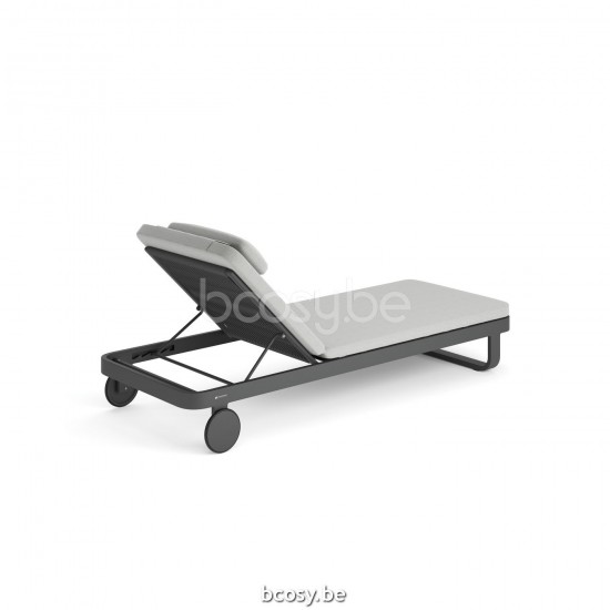 Jati Kebon Durbuy Sunlounger Alu Charcoal Mat Rope Charcoal Black 14mm Straight Weaving.