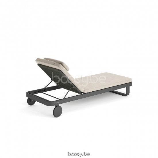 Jati Kebon Durbuy Sunlounger Alu Charcoal Mat Rope Charcoal Black 14mm Straight Weaving.