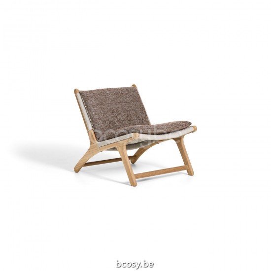 Jati Kebon Koozy Lounge Chair Teak Natural Smooth Rope Linnen 3,5mm Open Weaving.