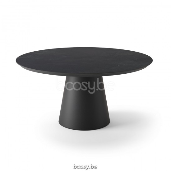 Jati Kebon Fortuna Dining Table Alu Charcoal Mat Ceramic Slate Black 12mm D150.