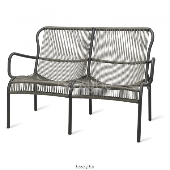 Vincent Sheppard Loop Sofa Fossil Grey Aluminium frame Fossil Grey Touw Polypropyleen.