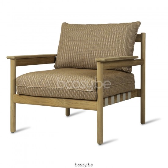 Vincent Sheppard Vincent Sheppard Oda Lounge Chair Untreated Teak frame Flax Strap Polypropylene.