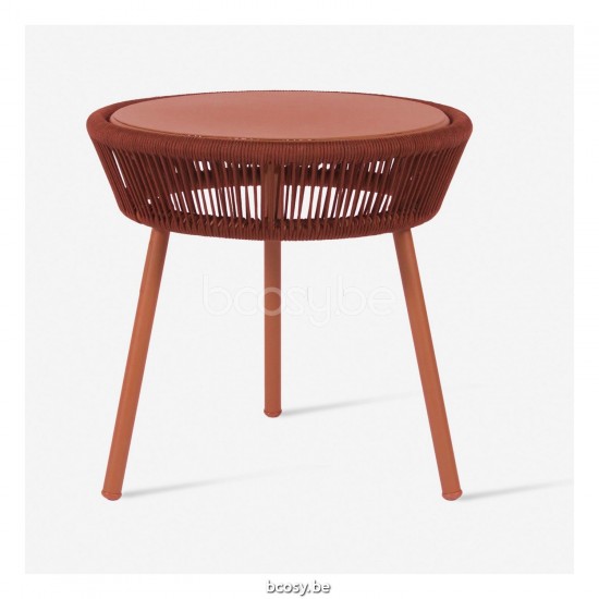 Vincent Sheppard Loop Tables d'appoint de jardin Cadre en Aluminium Terre cuite Cordon Crocheté Terre cuite Polypropylène.