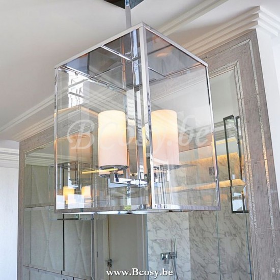 Authentage Bellefeu vitrine lantern medium - 4 candles glass Chrome BVL204G61.