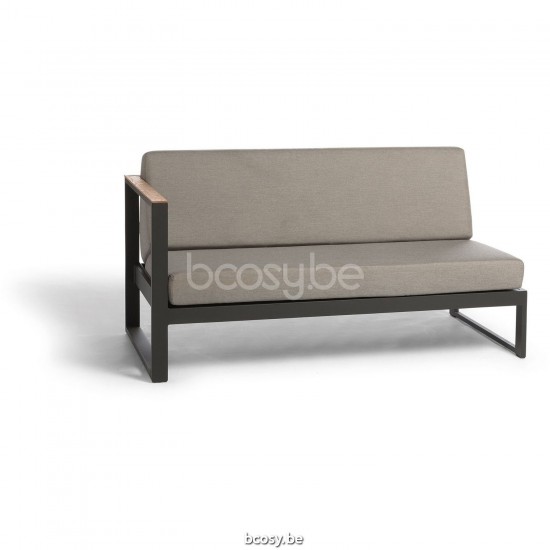 Diphano Landscape Modular double siège droit avec accoudoir en teck Cadre Aluminium Lava Tissu All Weather Brown Mêlé Accoudo.