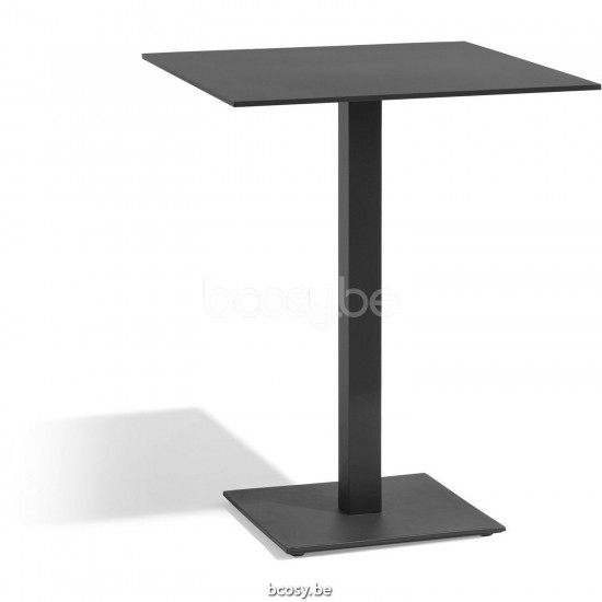 Diphano Alexa hoher Bistrotisch H (75x70) Aluminium Lava Gestell Tischplatte Trespa Schwarz 13 mm.