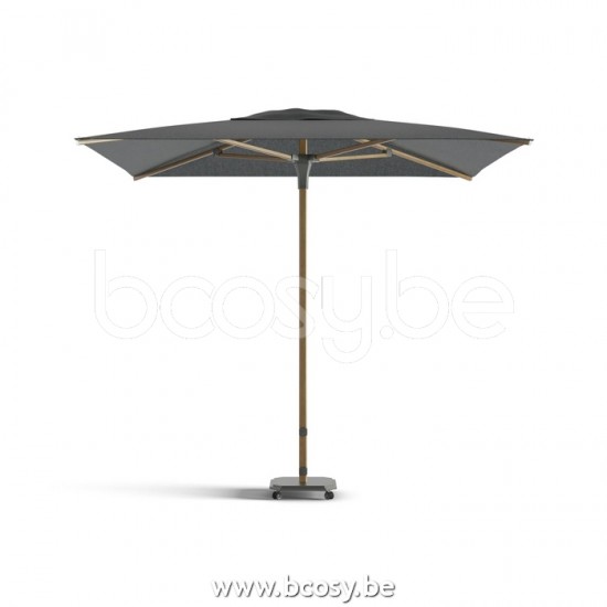 Jardinico JCP102 230x230 Vierkante Middenstam Parasol 2,3x2,3 Mast Teak Aluminium Met Structuur Doek Onyx Sunbrella Plus Marine UFJCP.102 CARACTERE.