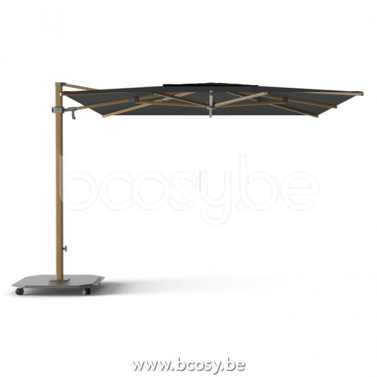 Jardinico JCP301 300x300 Vierkante Vrijhangende Parasol 3x3 Mast Teak Aluminium Met Structuur Doek Pitch Sunbrella Plus Marine UFJCP.301 CARACTERE.