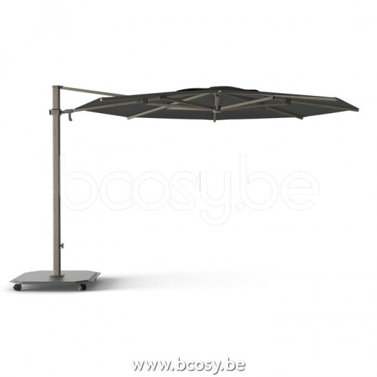 Jardinico JCP303 Ø350 Ronde Vrijhangende Parasol Ø3,5 Mast Cappuchino Aluminium Met Structuur Doek Pitch Sunbrella Plus Marine UFJCP.303 CARACTERE.
