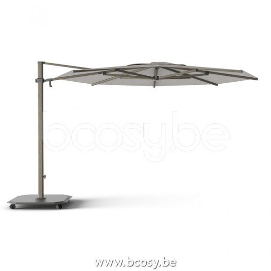 Jardinico JCP303 Ø350 Ronde Vrijhangende Parasol Ø3,5 Mast Cappuchino Aluminium Met Structuur Doek Umber Sunbrella Plus Marine UFJCP.303 CARACTERE.
