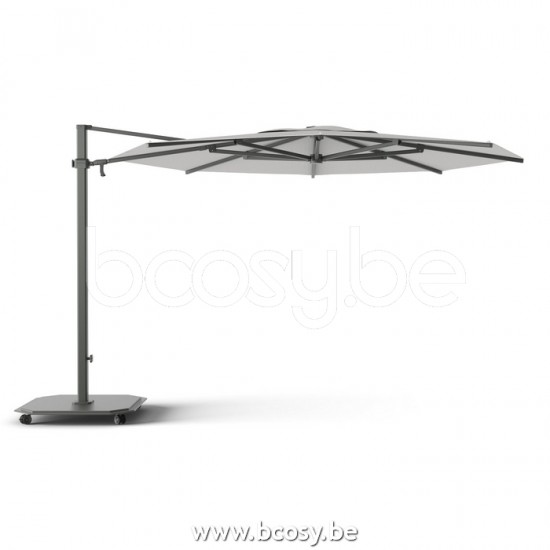 Jardinico JCP303 Ø350 Ronde Vrijhangende Parasol Ø3,5 Mast Antraciet-charcoal Doek Mooncrest Sunbrella Plus Marine UFJCP.303 CARACTERE.