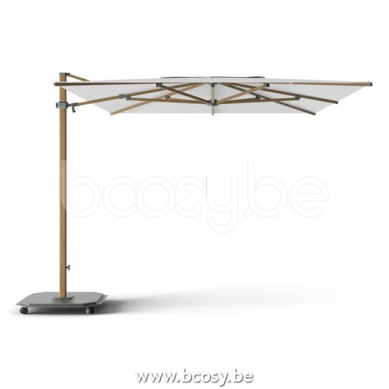 Jardinico JCP402 300x425 Rechthoekige Vrijhangende Parasol 3x4,25 Mast Teak Aluminium Met Structuur Doek Ice Sunbrella Plus Marine UFJCP.402 CARACTERE.