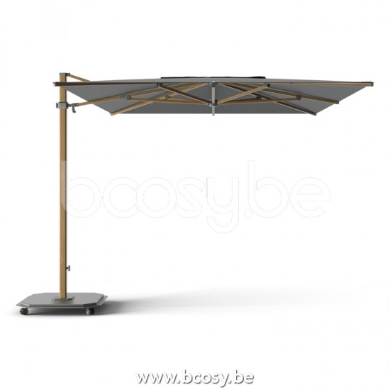 Jardinico JCP402 300x425 Rechthoekige Vrijhangende Parasol 3x4,25 Mast Teak Aluminium Met Structuur Doek Onyx Sunbrella Plus Marine UFJCP.402 CARACTERE.