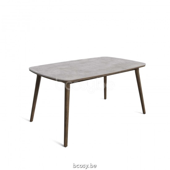 Jardinico LEGNA Table De Jardin Rectangulaire 160x100 Sable Teck Ceramic Taupe Grey.