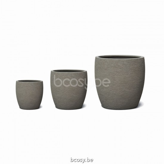Jardinico TERRA Pot De Plantes Et Jardinière D'extérieur Rond ø 45 x 45 cm + ø 61 x 61 cm + ø 83 x 82 cm Ensemble de poterie Terra Dôme Macchiato.