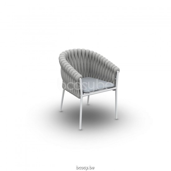 Jati Kebon Fortuna Socks Chaise de jardin avec accoudoirs Sunbrella natte grey chine nat 10022 quick dry foam Aluminium blanc.