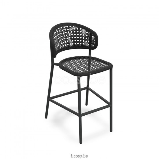 Jati Kebon Butterfly Bar Chair Alu Charcoal Mat Rope Charcoal Black Flower Weaving.