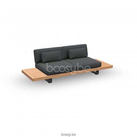 Jati Kebon Truro Lounge Base 2-Seat Alu Charcoal Mat/Teak + 2 Side Tables Teak.