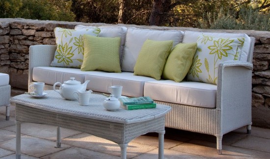 Vincent Sheppard Dovile Loungebank 3s Reines Weiß Lloyd Loom.