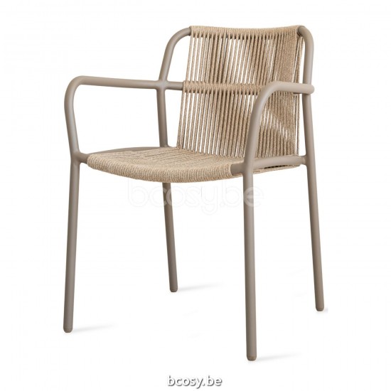 Vincent Sheppard Vincent Sheppard Sweep Dining Armchair Taupe Aluminium frame Sand Rope Polypropylene.
