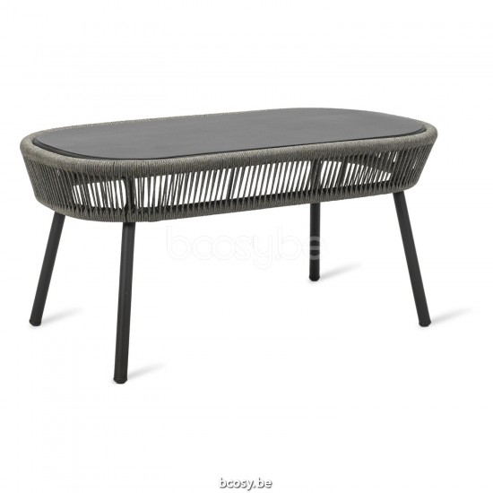 Vincent Sheppard Loop Garten Beistelltisch Rahmen aus Fossil Grau Aluminium Fossil Grau Seil Polypropylen.