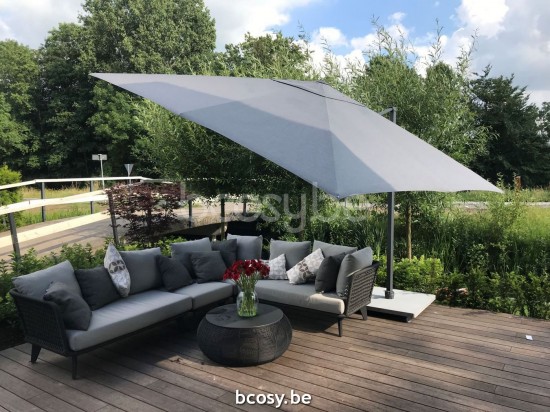 Jardinico ANTEGO 200x300 Rectangular Sidepost Cantilever Free Pole Mast Floating Parasol 2x3 Pole Mast Post Anthracite Powder Coated Aluminium| Canopy-fabrics Steel Sunbrella.