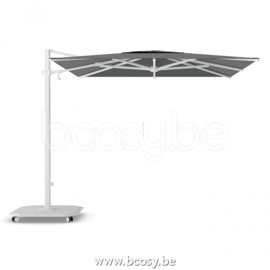 Jardinico JCP302 260x260 Parasol Deporté Mât Blanc Toile Onyx Sunbrella Plus Marine.