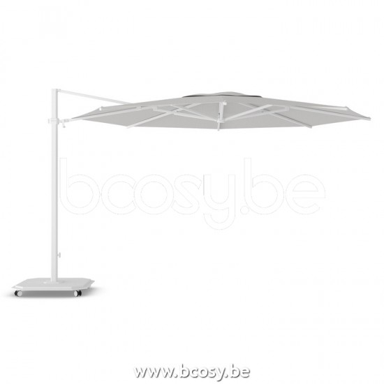 Jardinico JCP403 Ø400 Parasol Deporté Mât Blanc Toile Mooncrest Sunbrella Plus Marine.