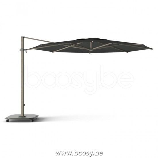 Jardinico JCP403 Ø400 Parasol Deporté Mât Cappuchino Alu Toile Pitch Sunbrella Plus Marine.