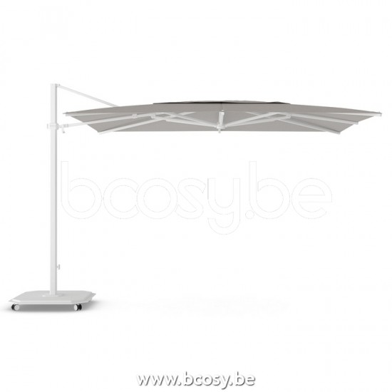 Jardinico JCP404 250B x350 Parasol Deporté Mât Blanc Toile Umber Sunbrella Plus Marine.