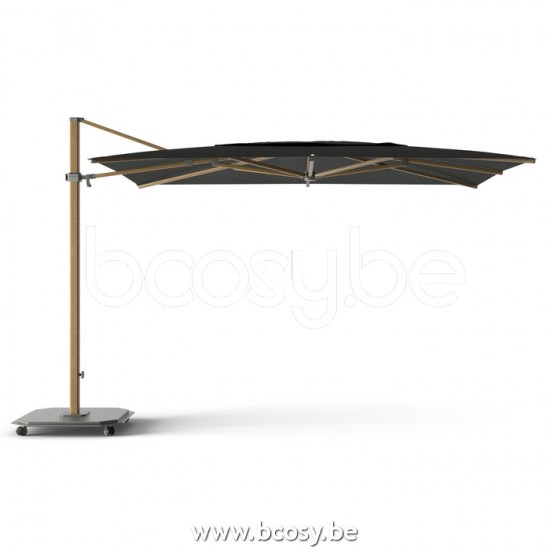 Jardinico JCP404 250B x350 Parasol Deporté Mât Teck Alu Toile Pitch Sunbrella Plus Marine.