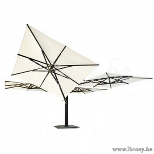 Jardinico JCP501 4x300x300 Vierfacher Quadratischer Quad Zentralmastsonnenschirm Anthrazit Mast Stoff Pearl Sunbrella Plus Marine.