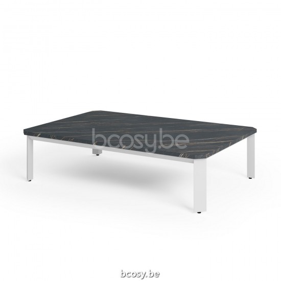 Jardinico MAUROO Rechthoekige Buitensalontafel 120x80 Wit Ceramic Nero-Charcoal.