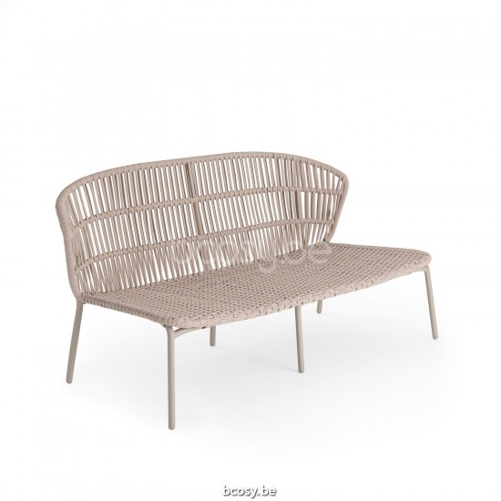 Jati Kebon Lima Deep Seating Chair 2-Seat Alu Sand Mat Line Weaving Linnen.