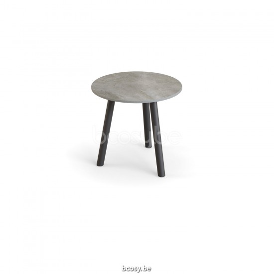 Jati Kebon Ronda Side Table Alu Charcoal Mat Ceramic Palladium Grey 12mm D45.
