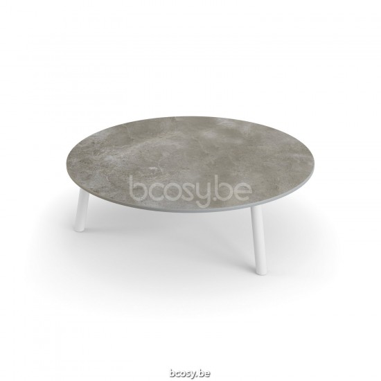 Jati Kebon Ronda Side Table Alu White Mat Ceramic Palladium Grey 12mm D90.