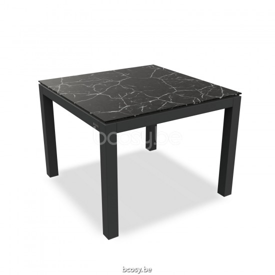Jati Kebon Danli Dining Table Alu Charcoal Mat Ceramic Black Marble 100X100.